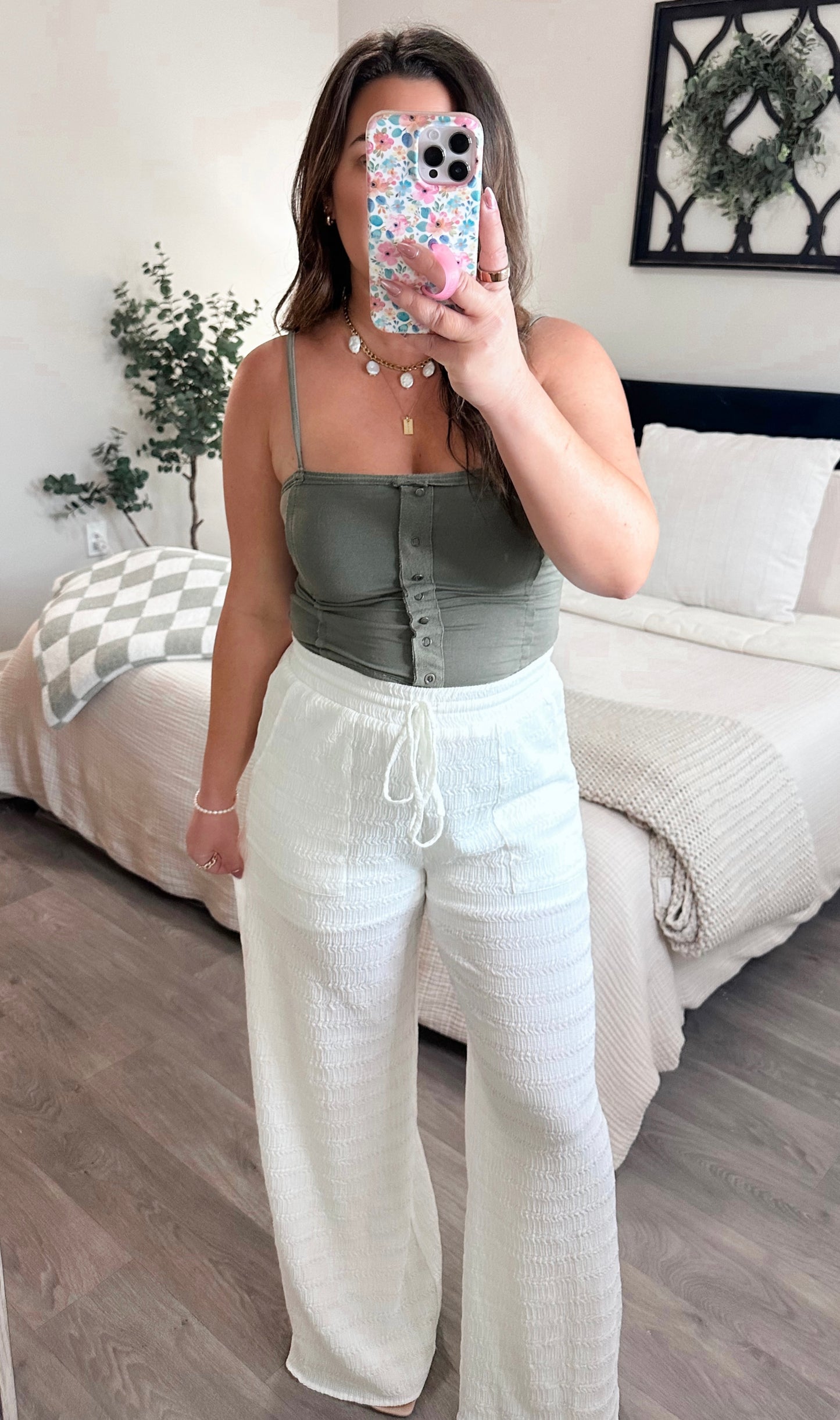 Buttoned Up Tank in Dark Gray/Olive