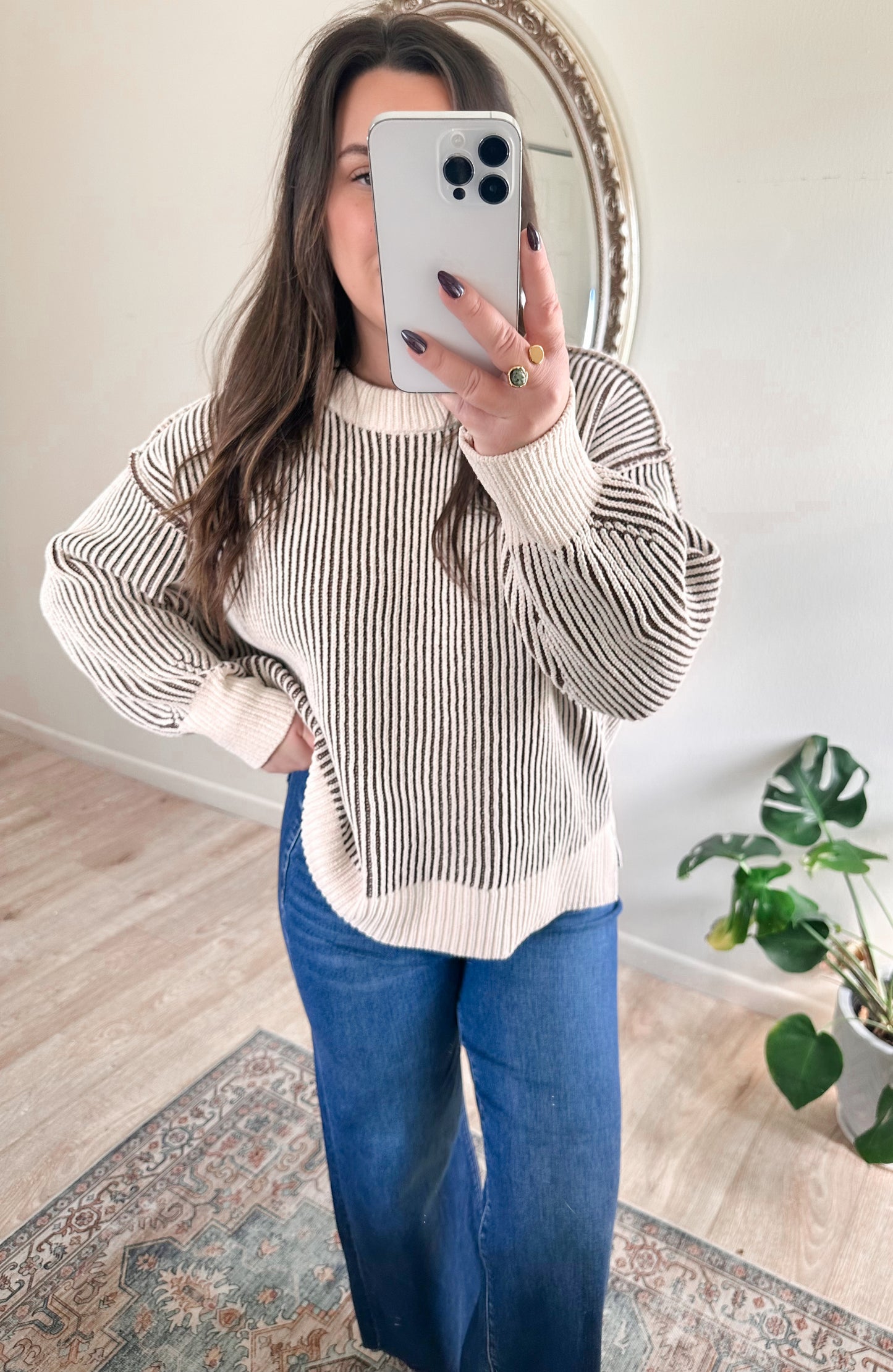 Cocoa & Marshmallow Stripe Sweater