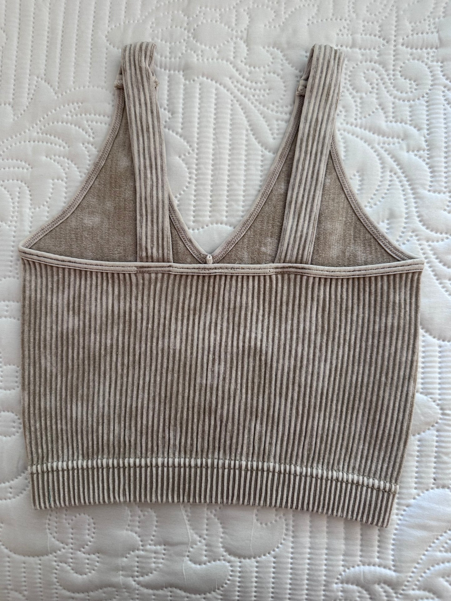 Basic Ribbed V-Neck Bralettes
