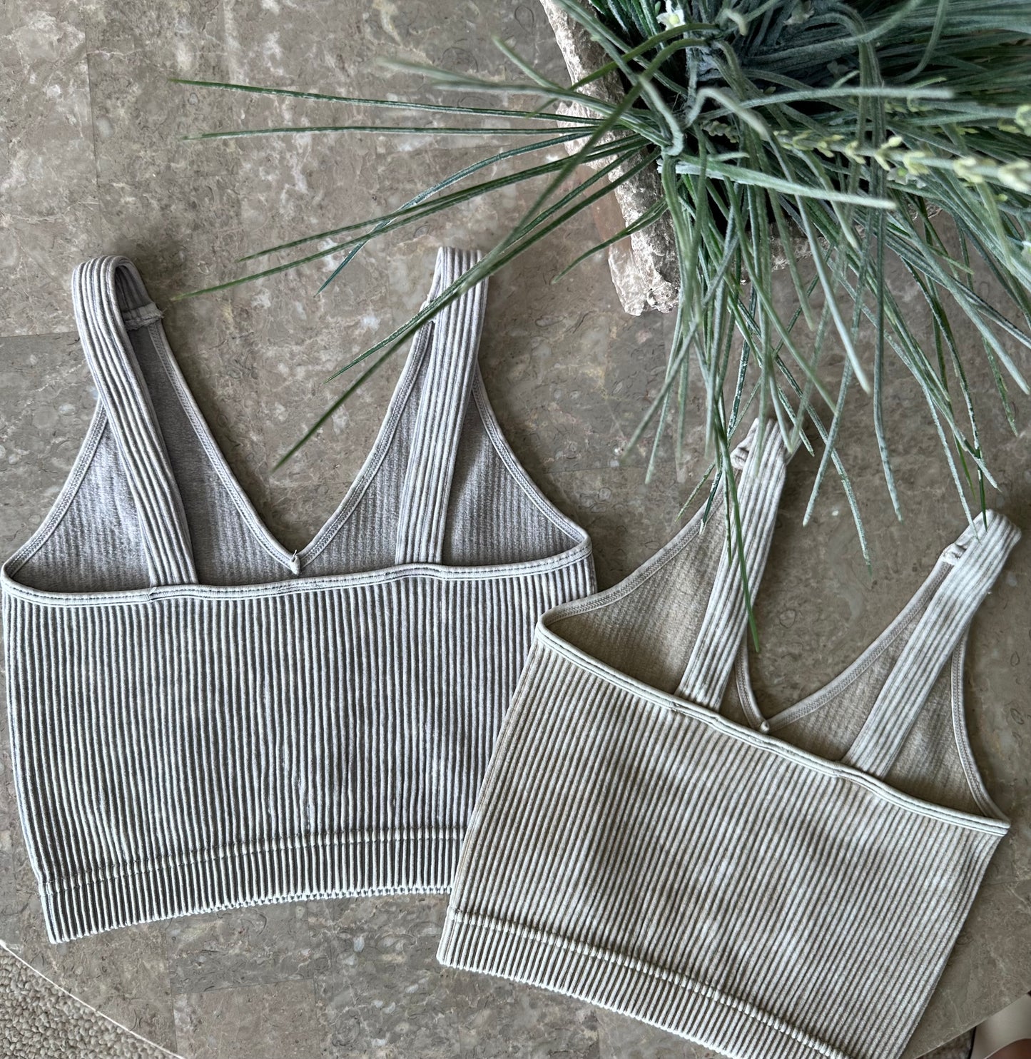 Basic Ribbed V-Neck Bralettes