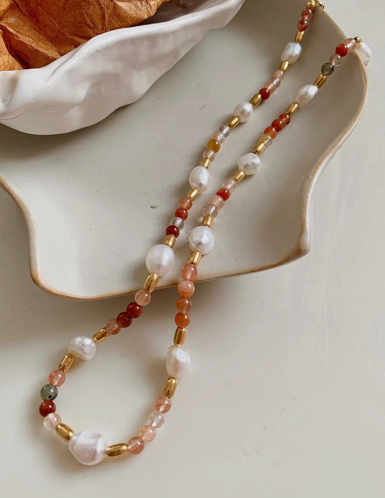 Rose Pearl Shoreline Necklace