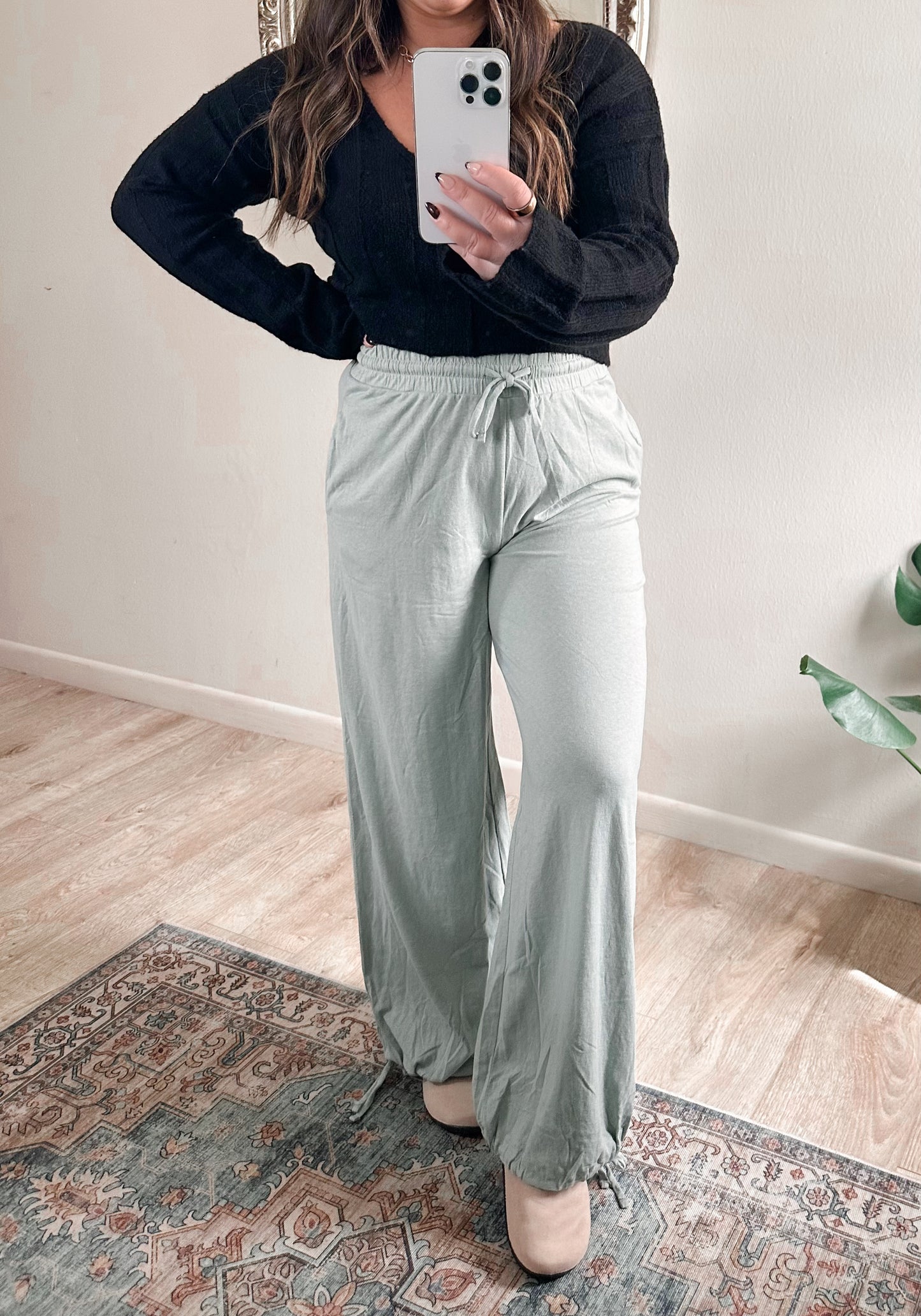 Boyfriend Pants in Light Sage