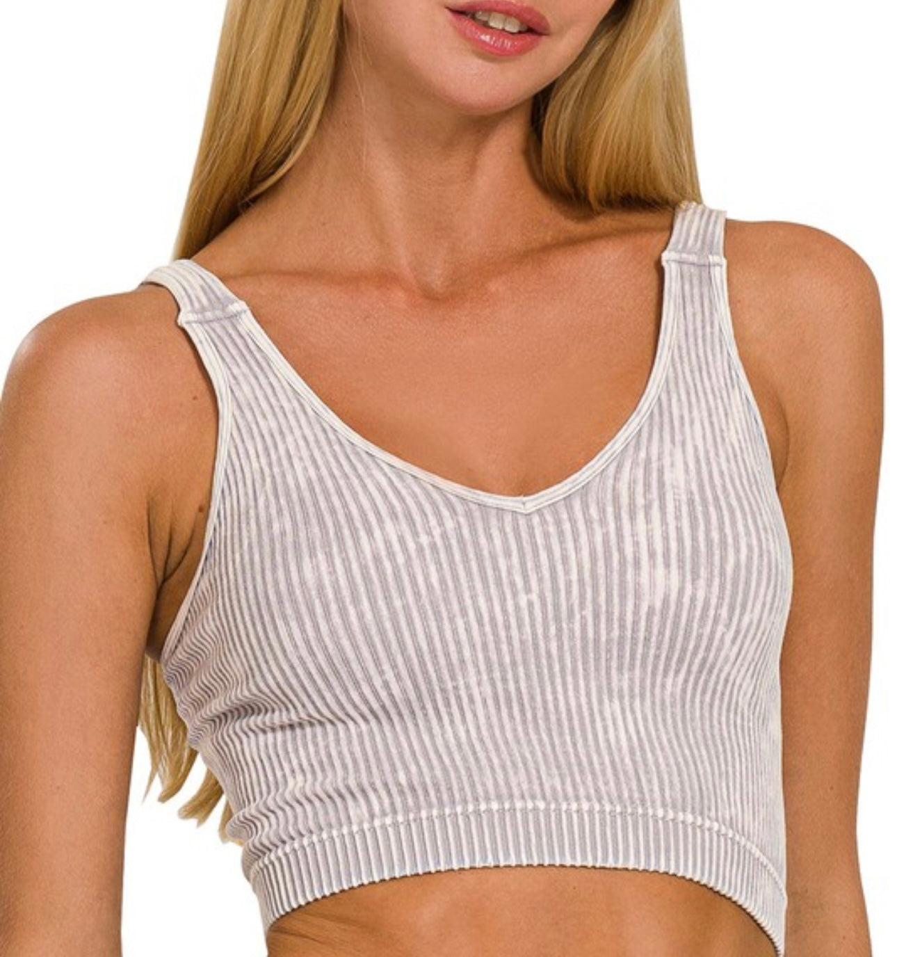 Basic Ribbed V-Neck Bralettes