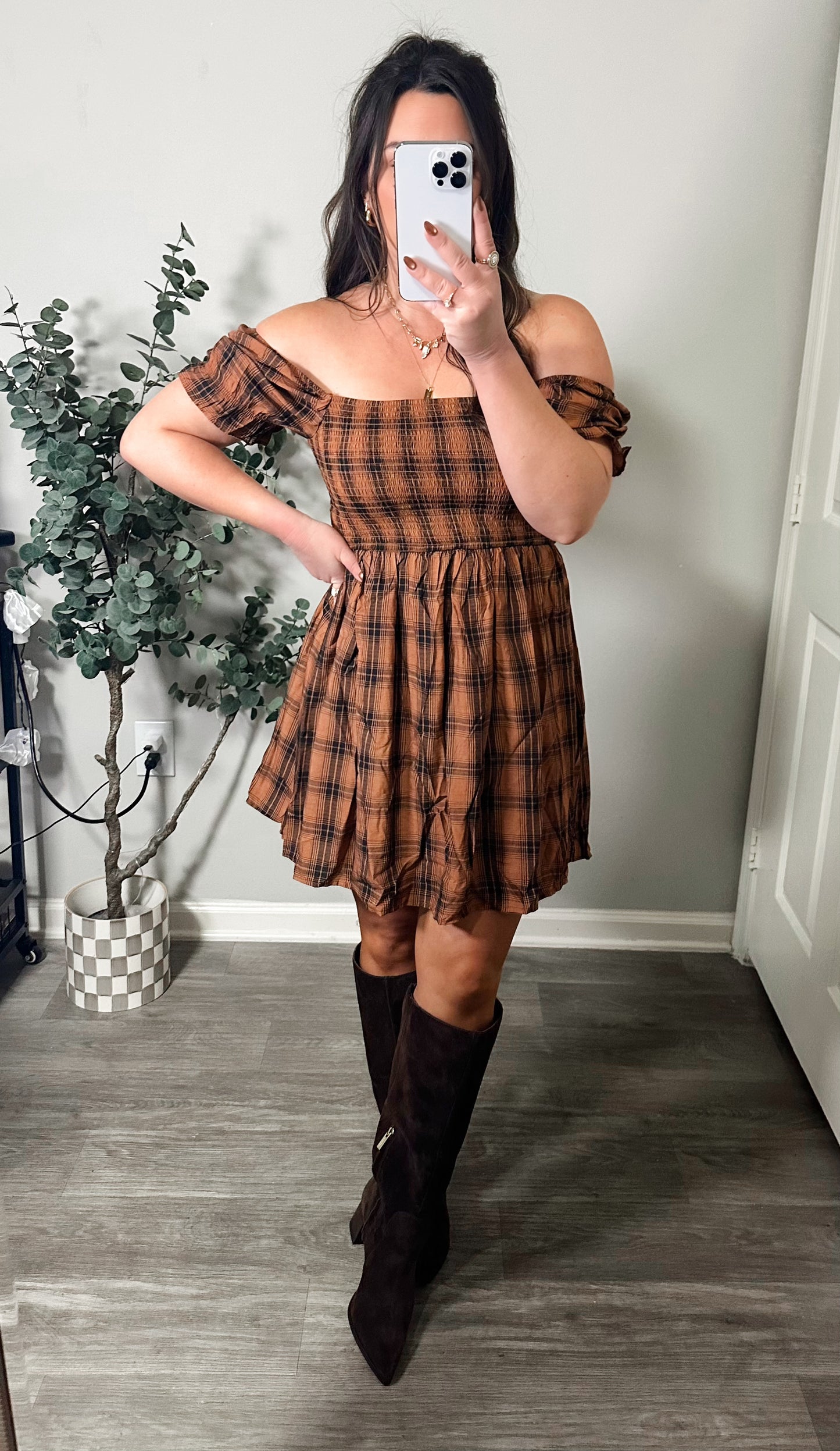 Pickin Pumpkins Plaid Dress