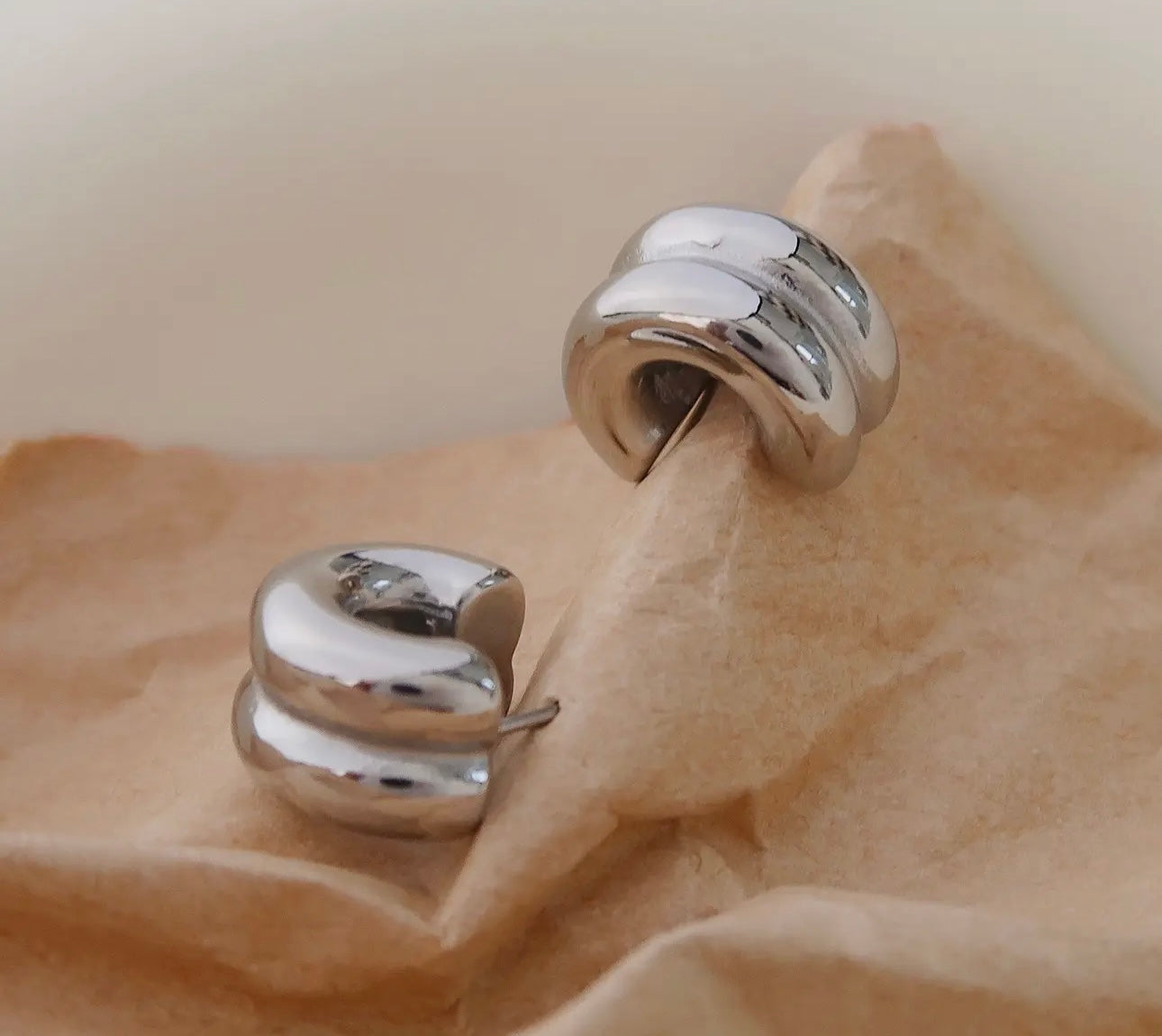 Emma Huggie Hoops in Silver