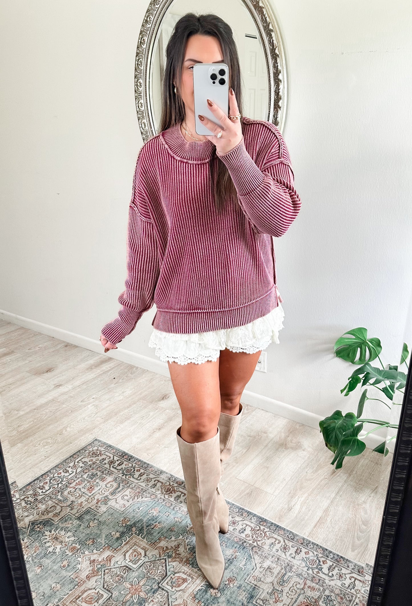 Hayden Ribbed Sweater 2.0 in Dark Mauve