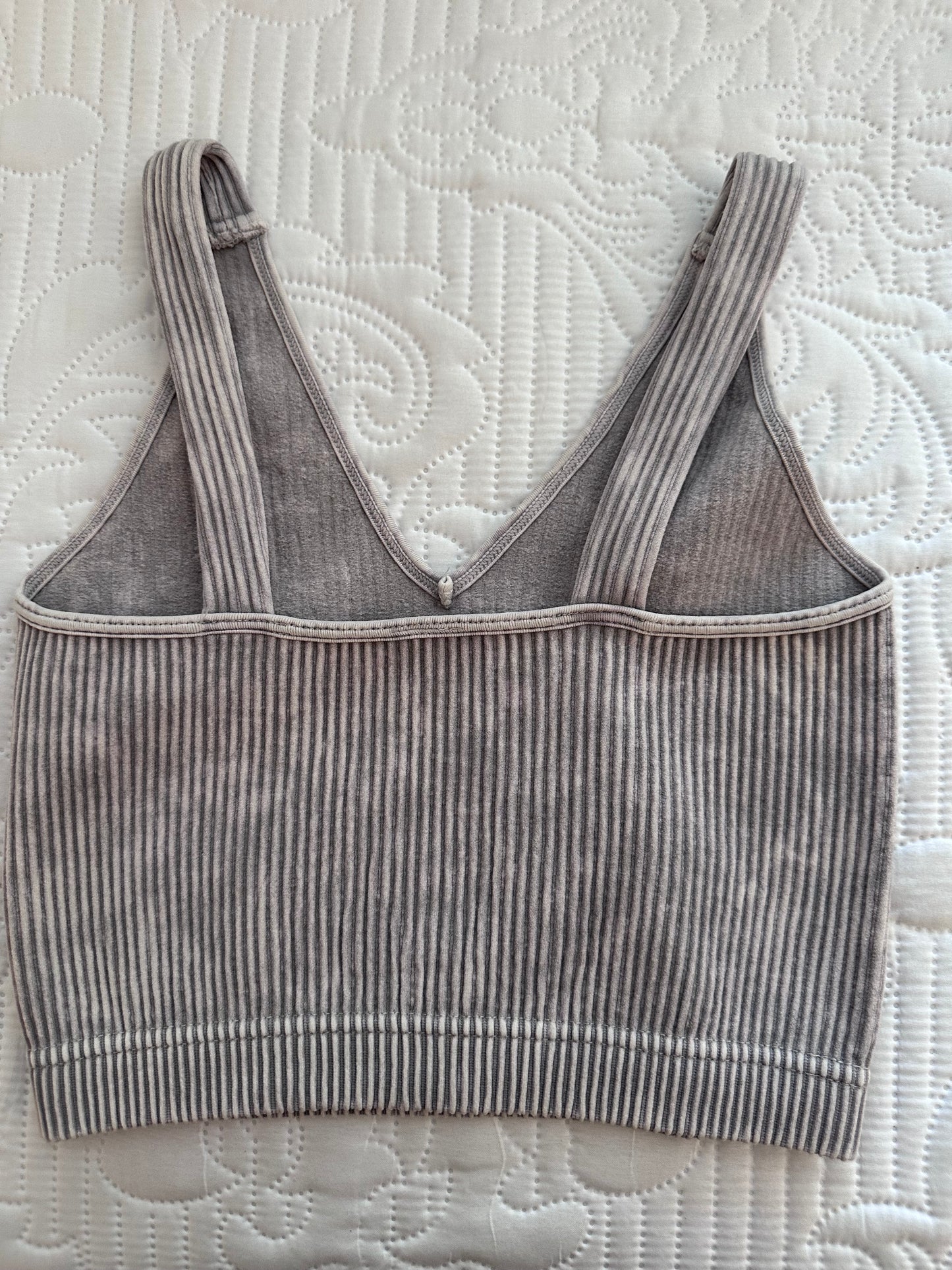 Basic Ribbed V-Neck Bralettes