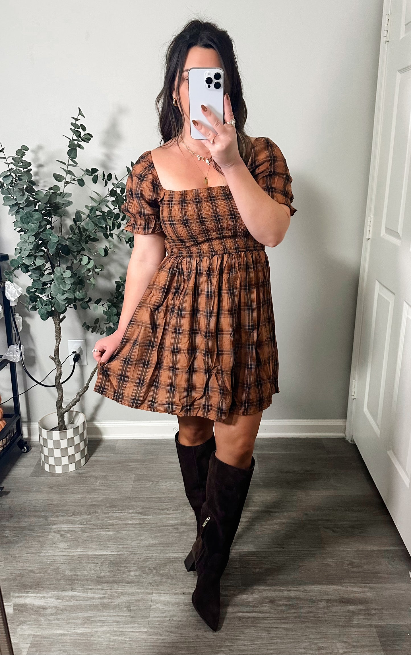 Pickin Pumpkins Plaid Dress