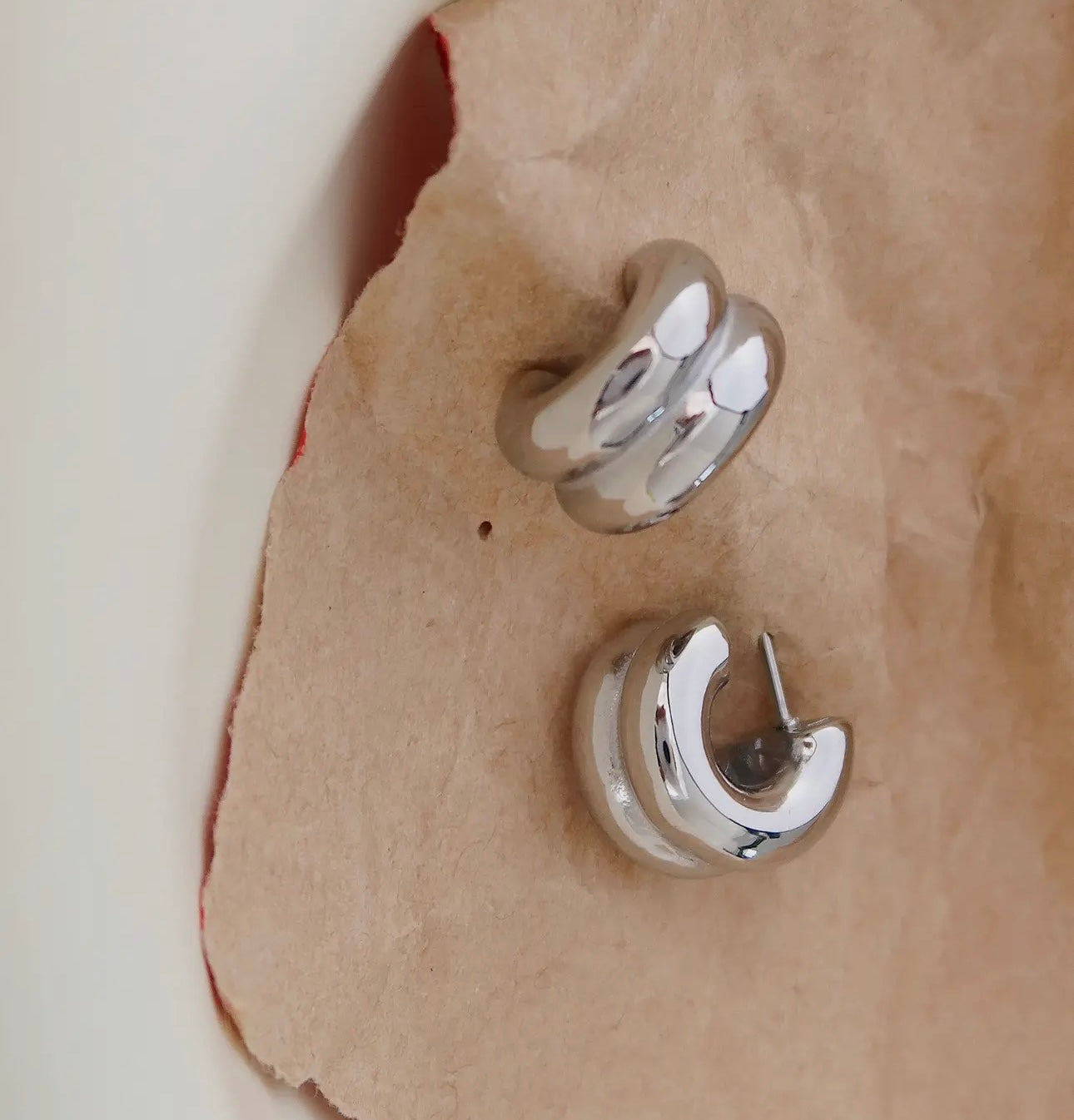 Emma Huggie Hoops in Silver
