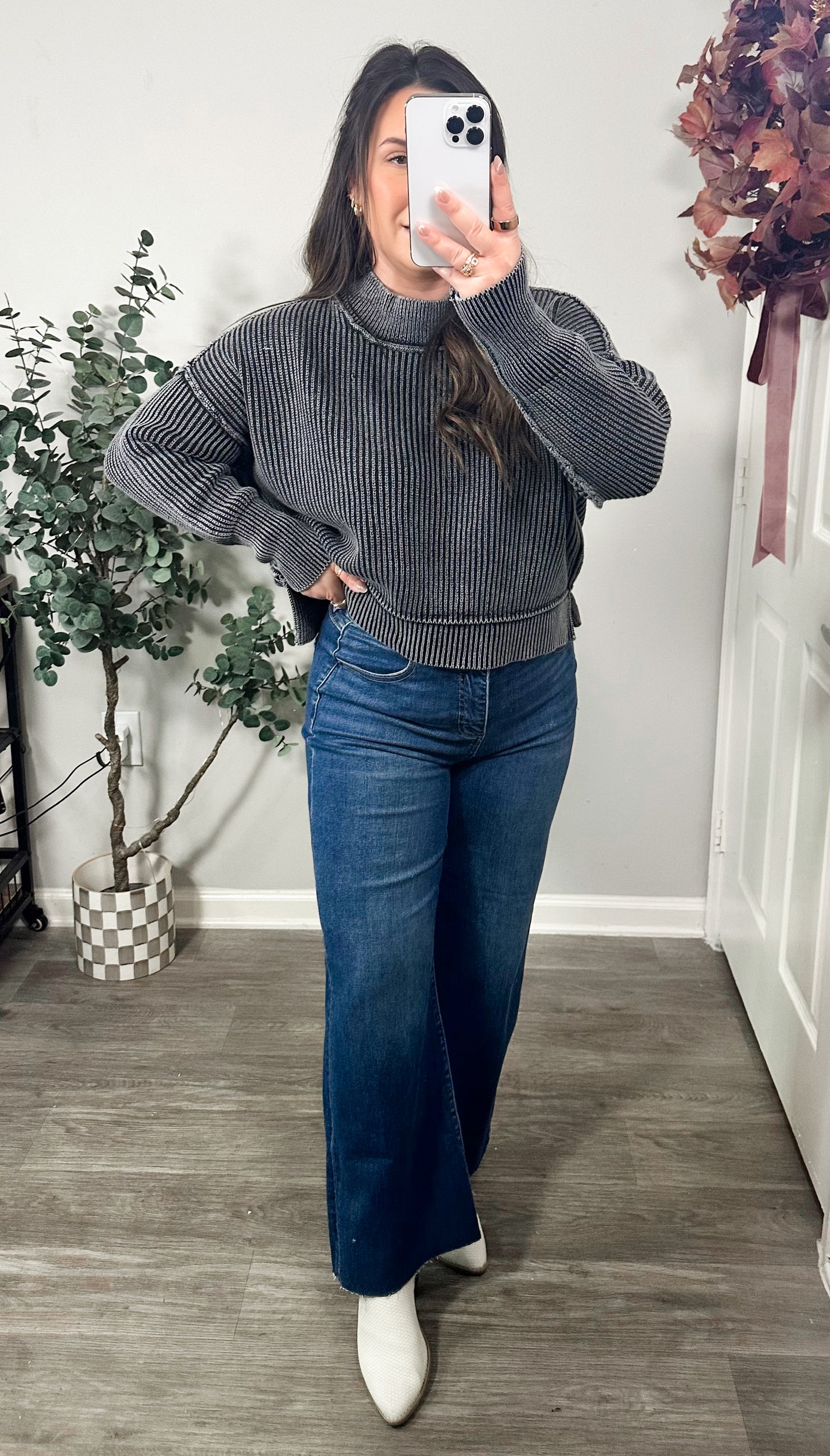 Hayden Ribbed Sweater in Black