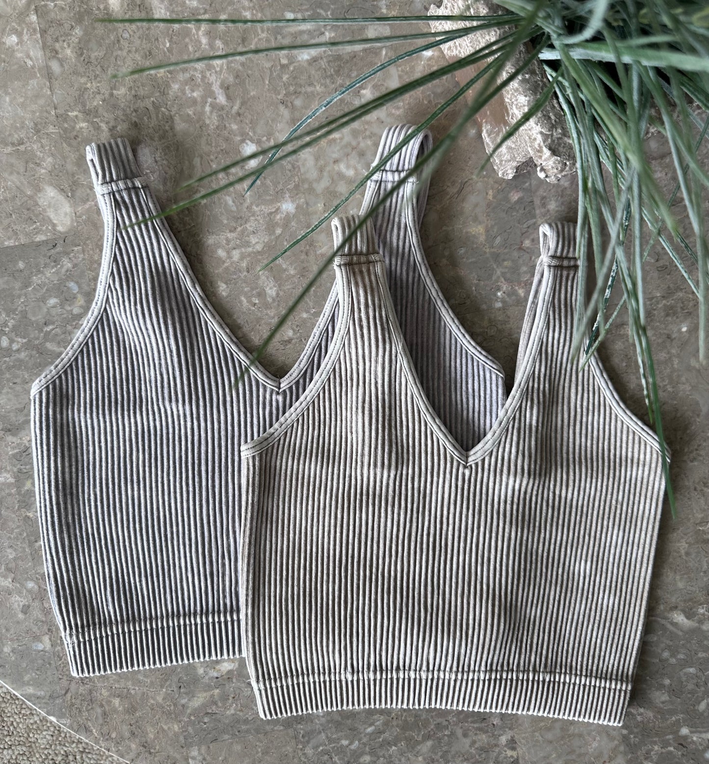 Basic Ribbed V-Neck Bralettes