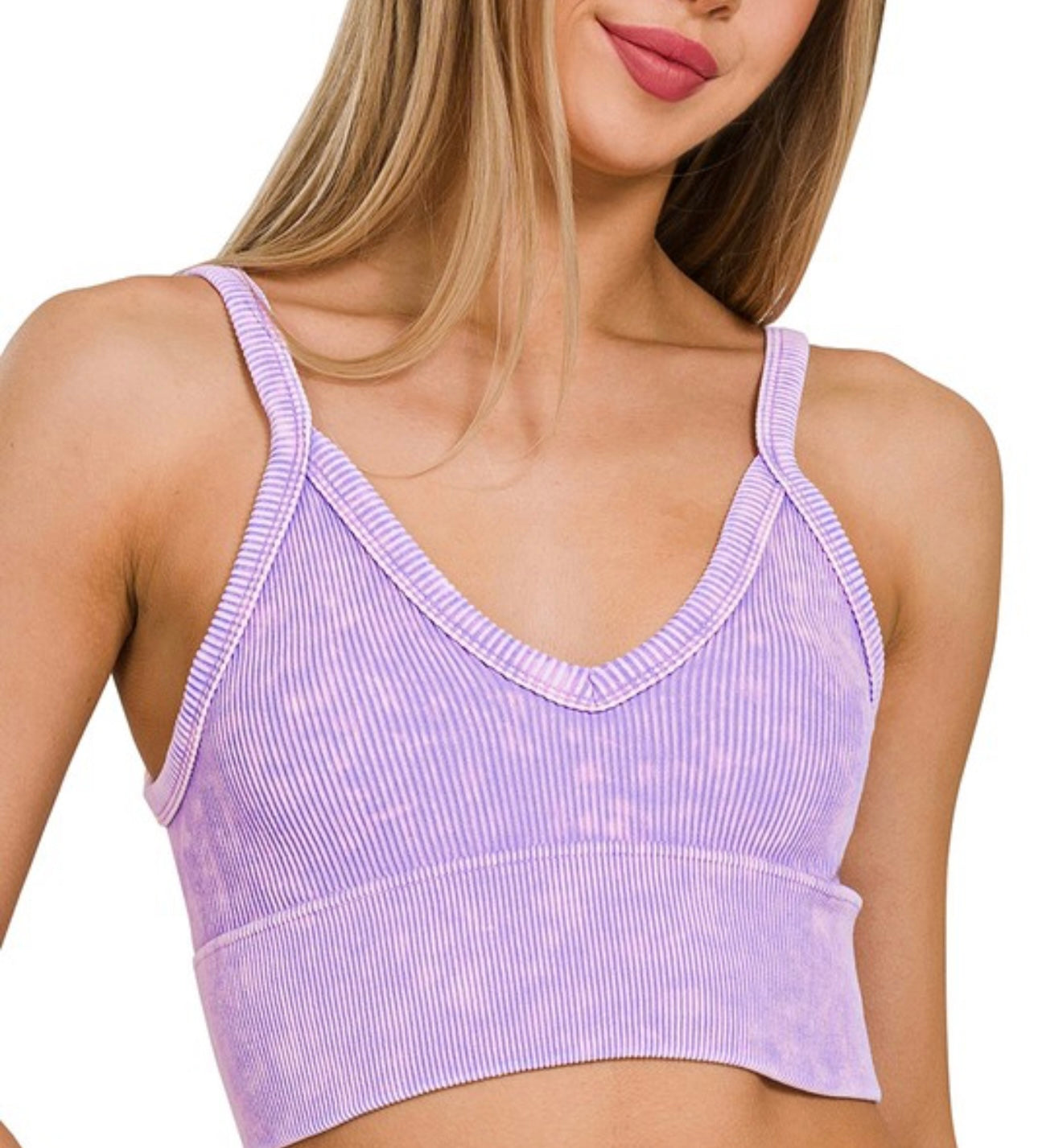 Seamless Ribbed V-Neck Bralette