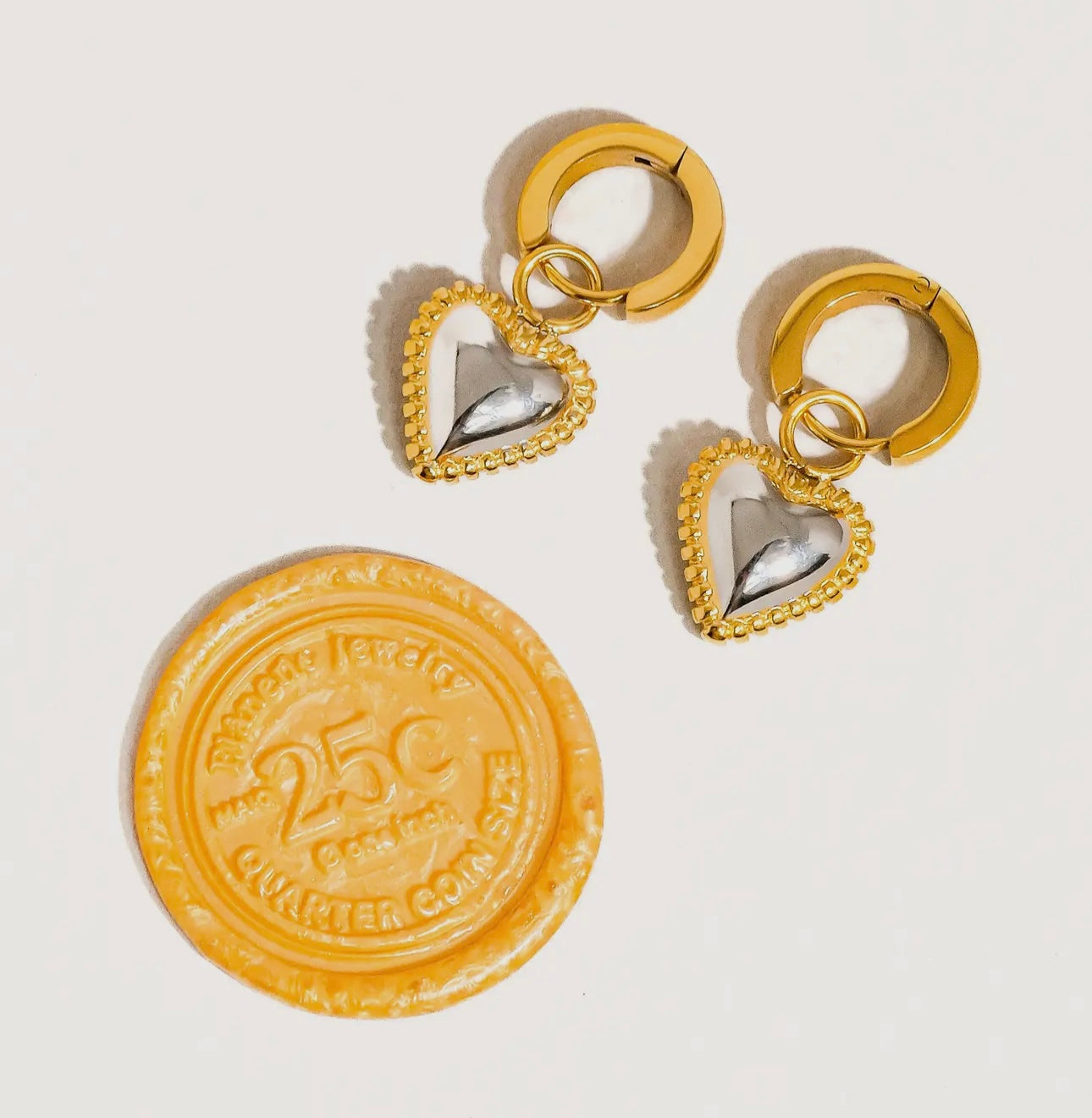Two Tone Heart Huggies