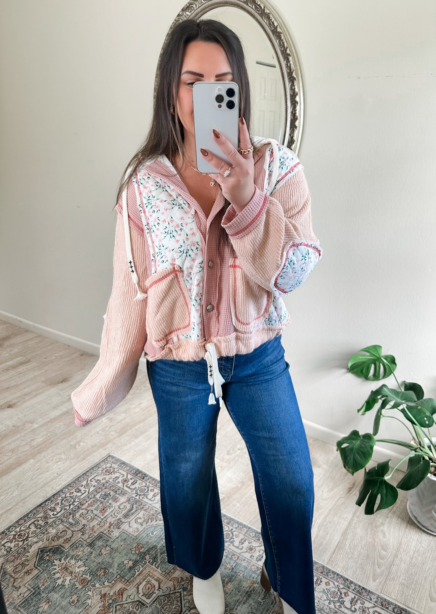 Quinn Quilted Jacket in Floral Pink
