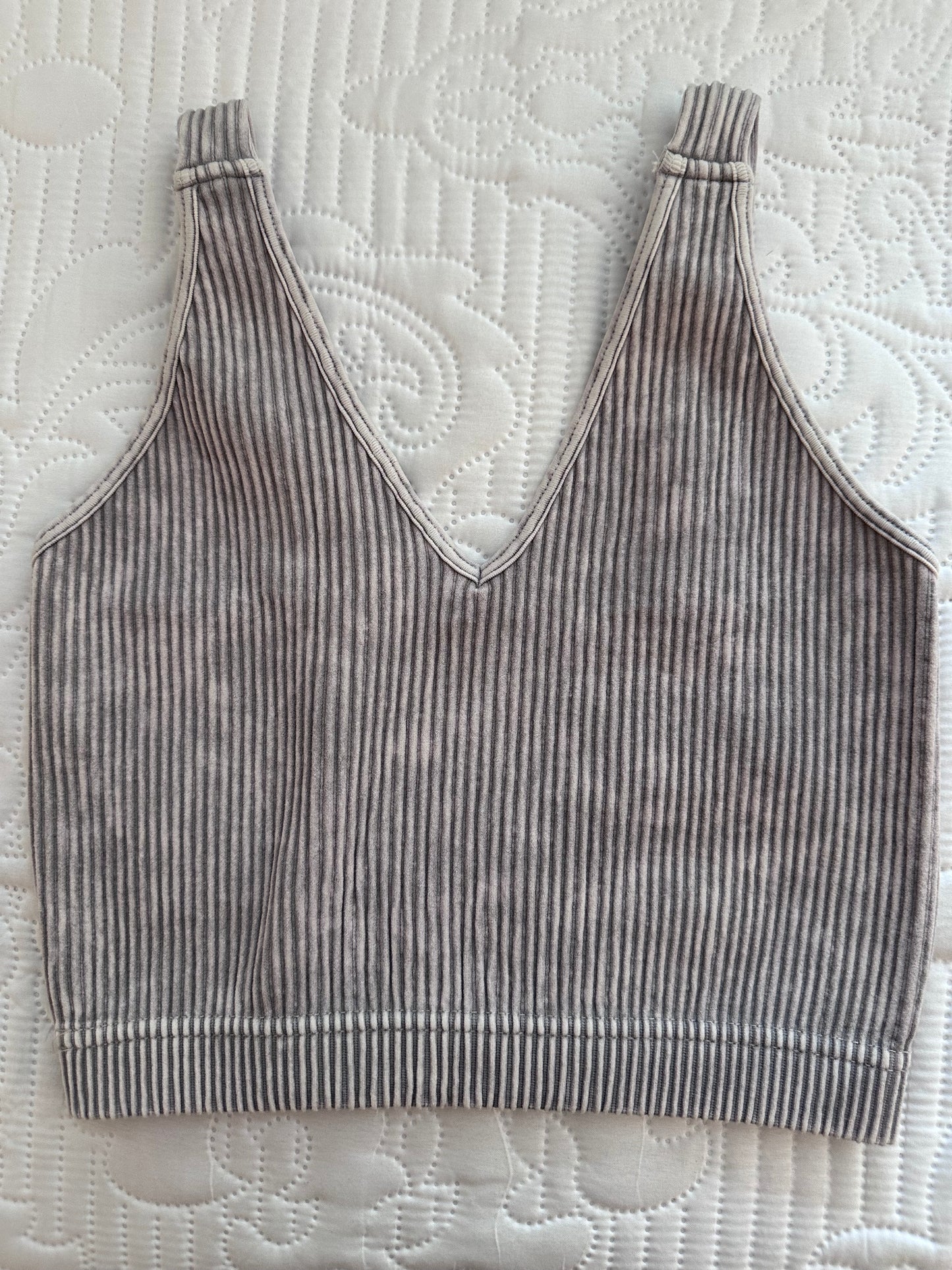 Basic Ribbed V-Neck Bralettes