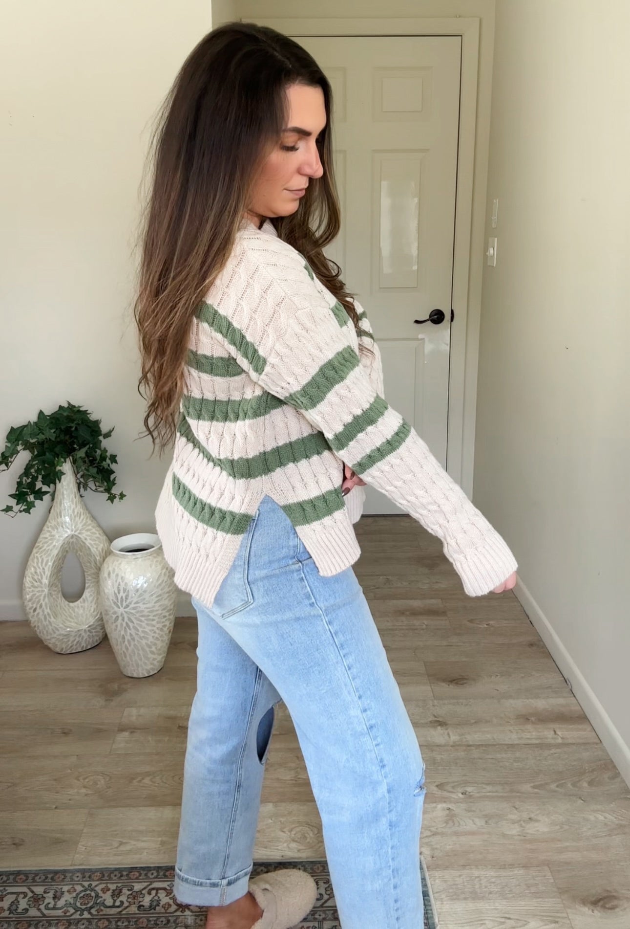 Sage Striped Sweater