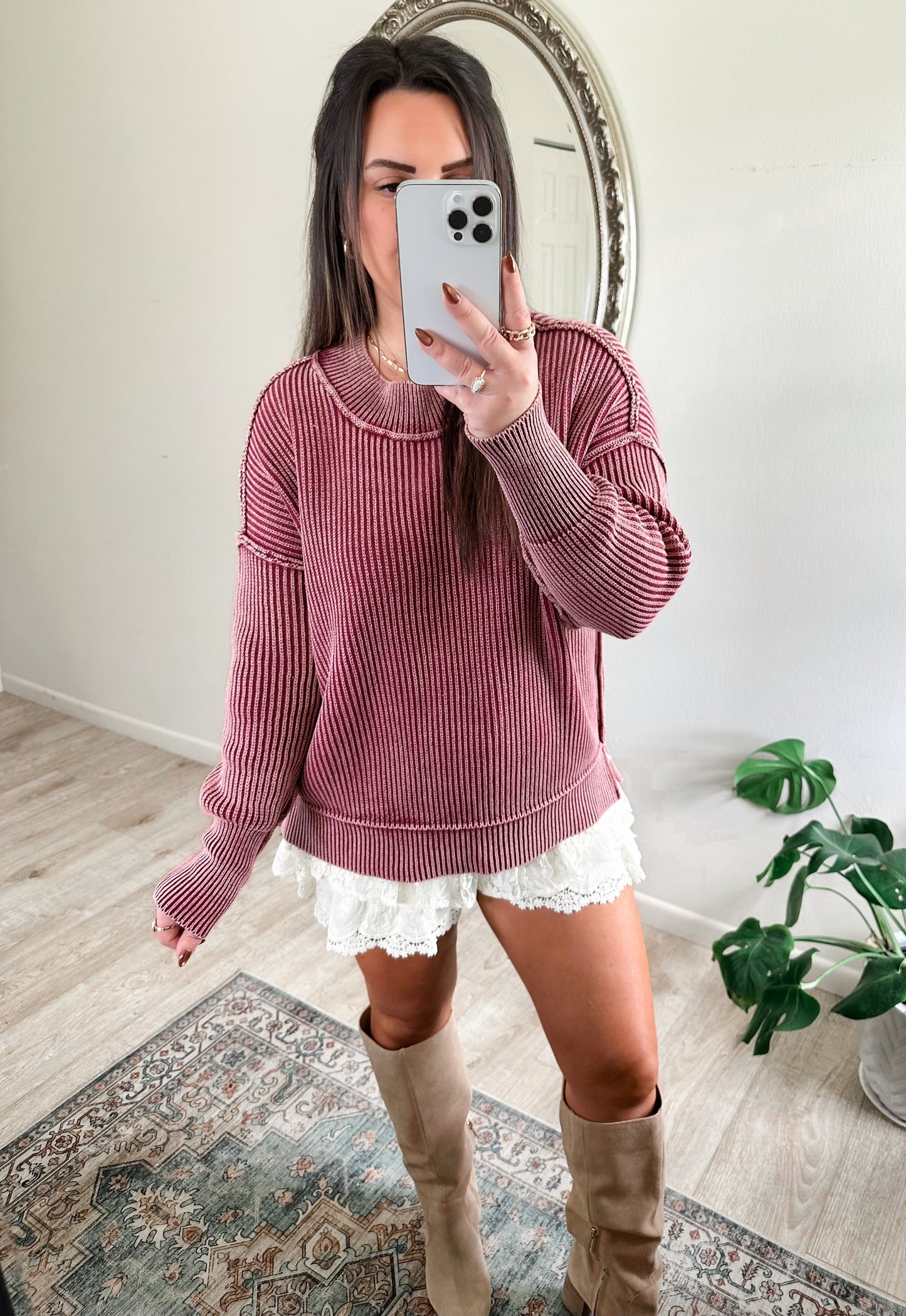 Hayden Ribbed Sweater 2.0 in Dark Mauve