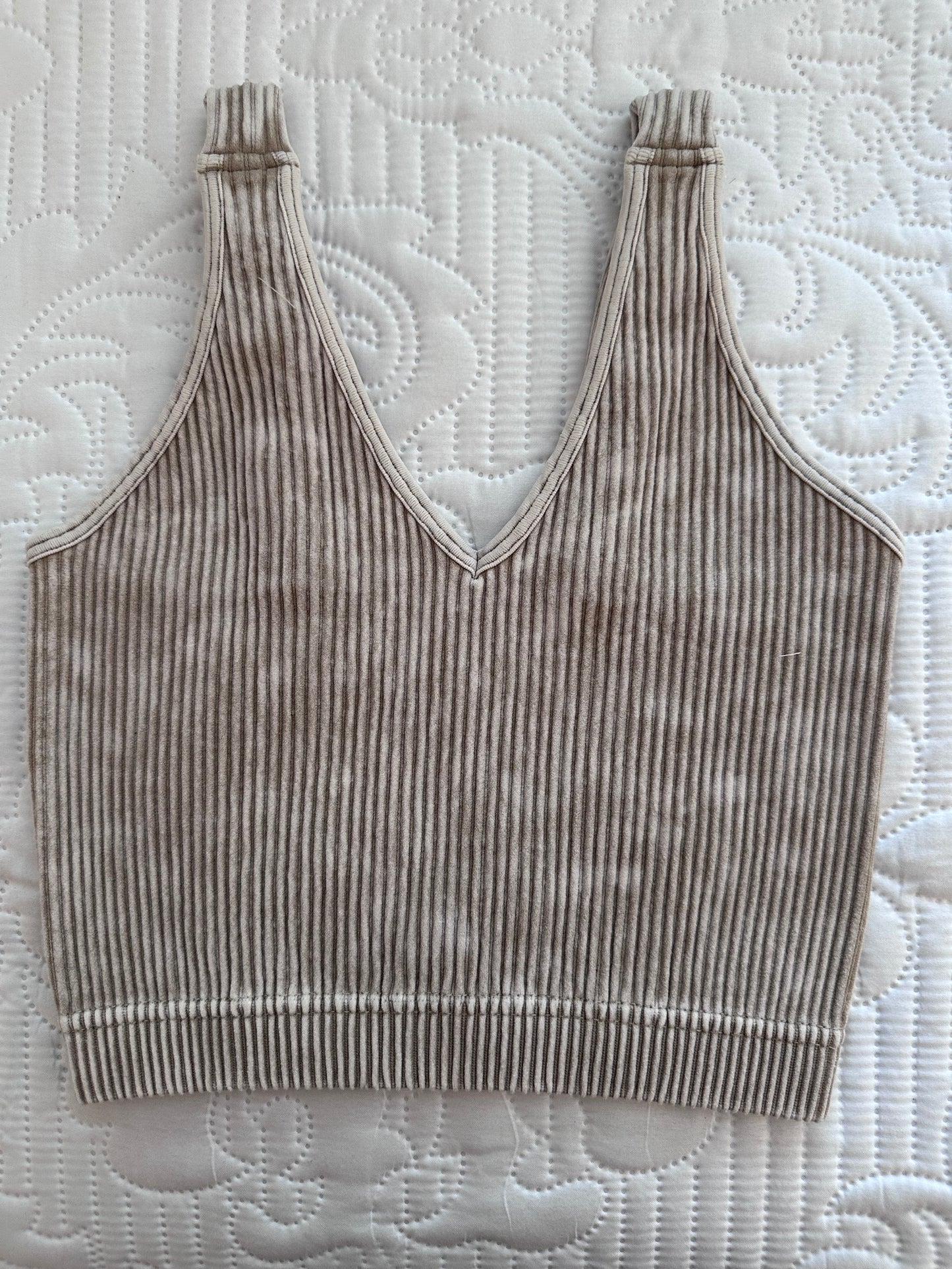 Basic Ribbed V-Neck Bralettes