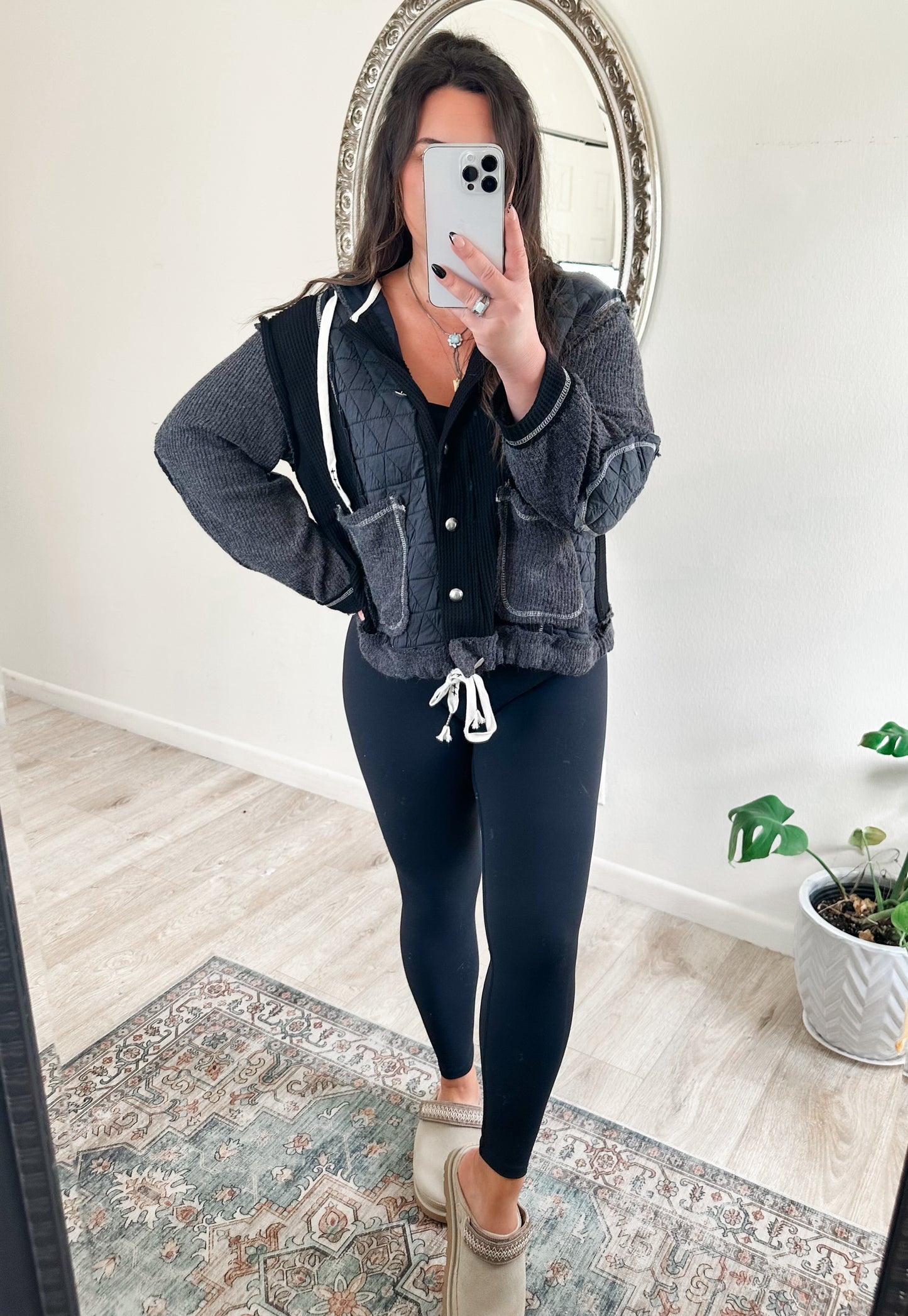 Quinn Quilted Jacket in Black Charcoal