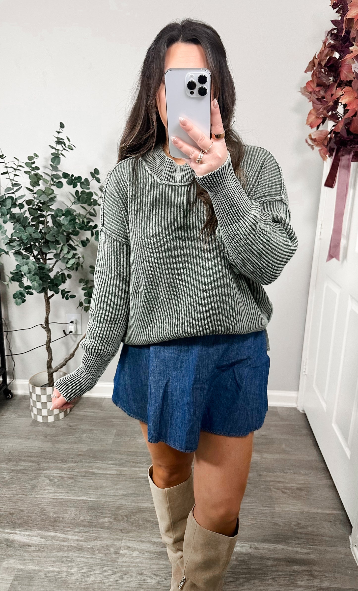 Hayden Ribbed Sweater 2.0 in Olive