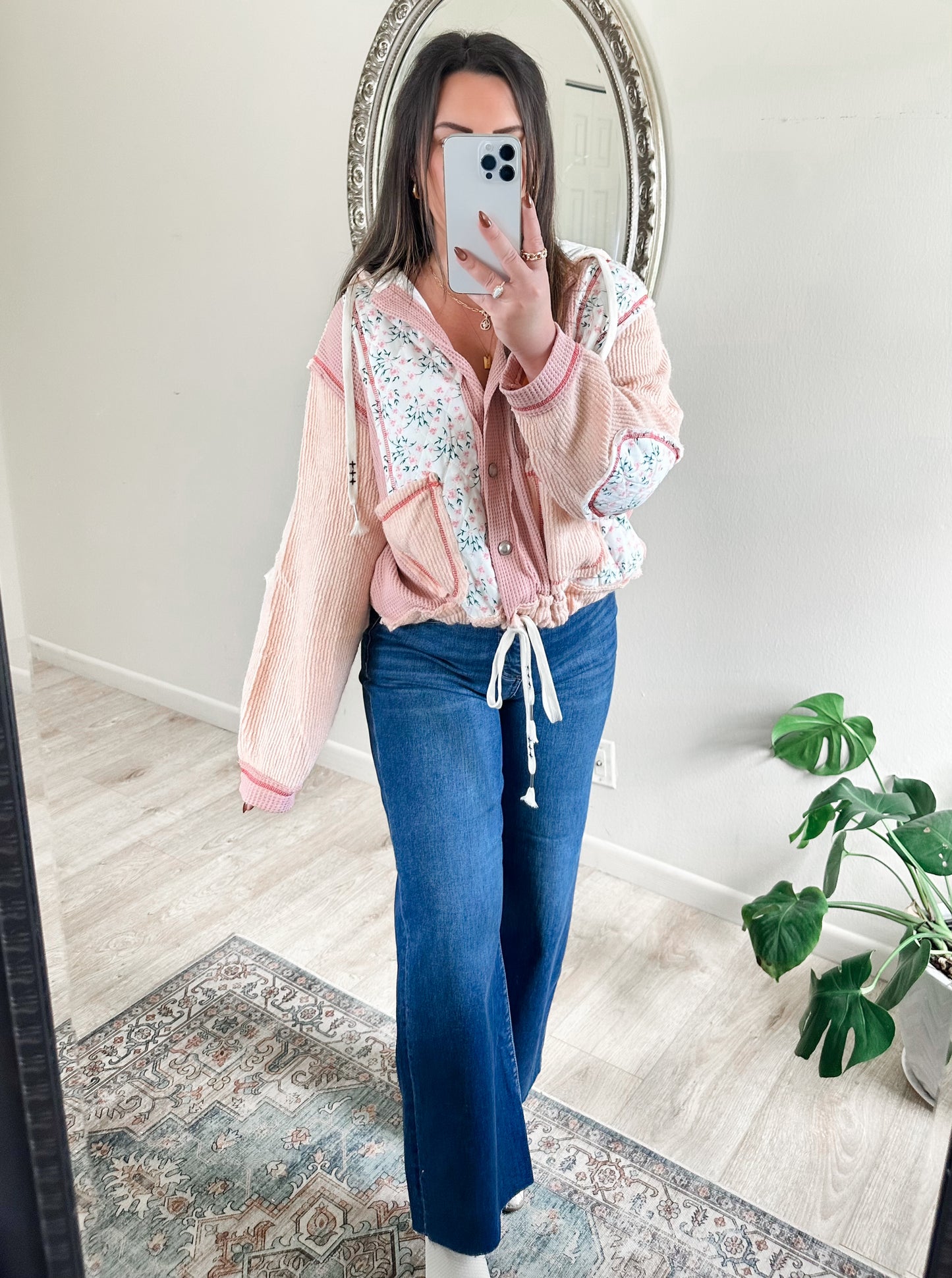 Quinn Quilted Jacket in Floral Pink