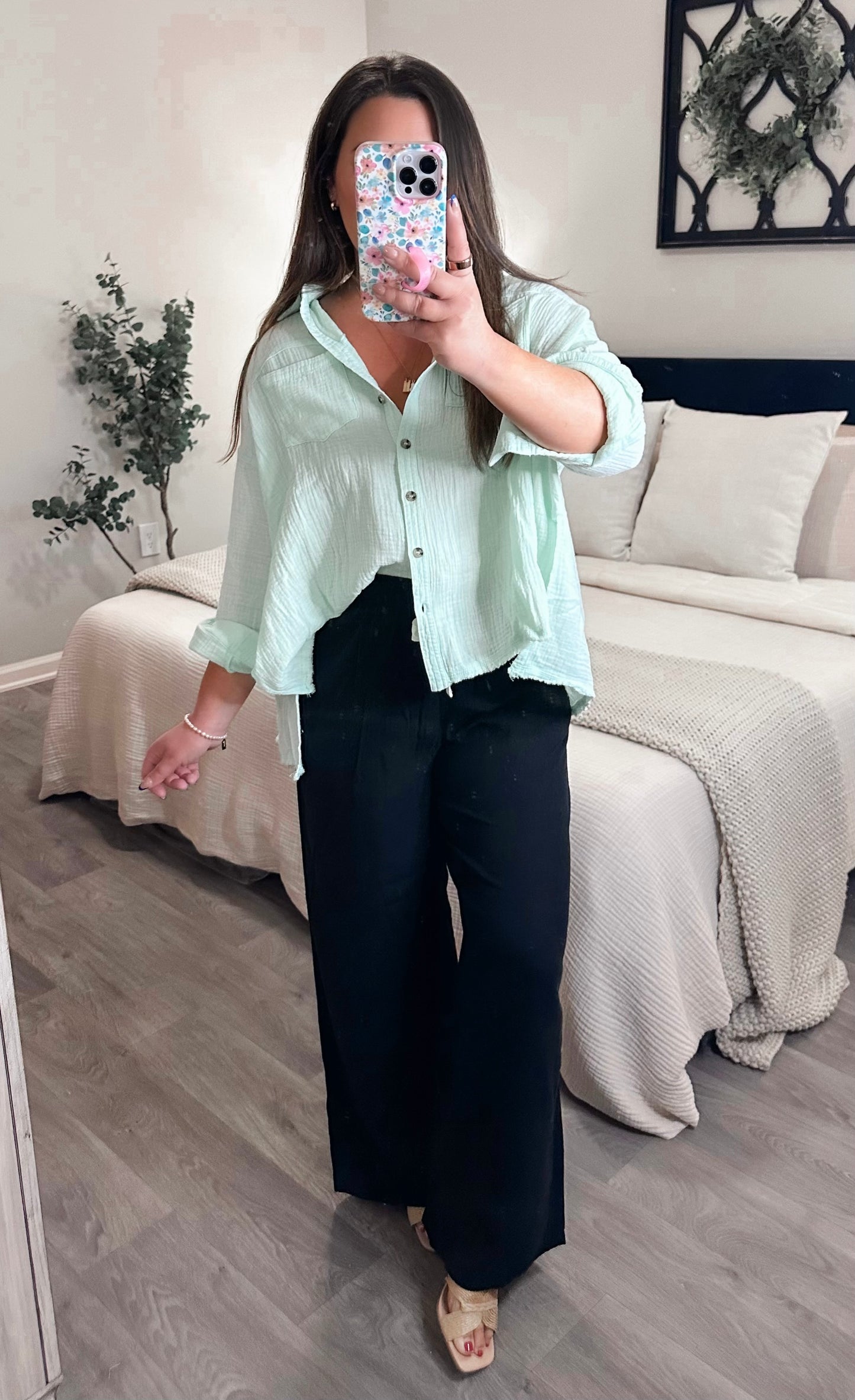 Pistachio Picnic Button Down