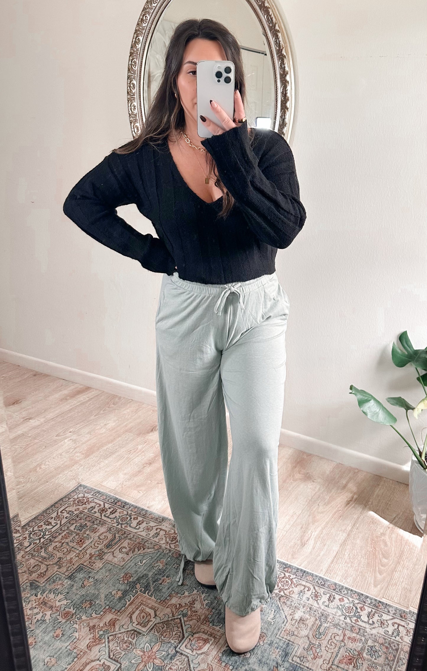 Boyfriend Pants in Light Sage