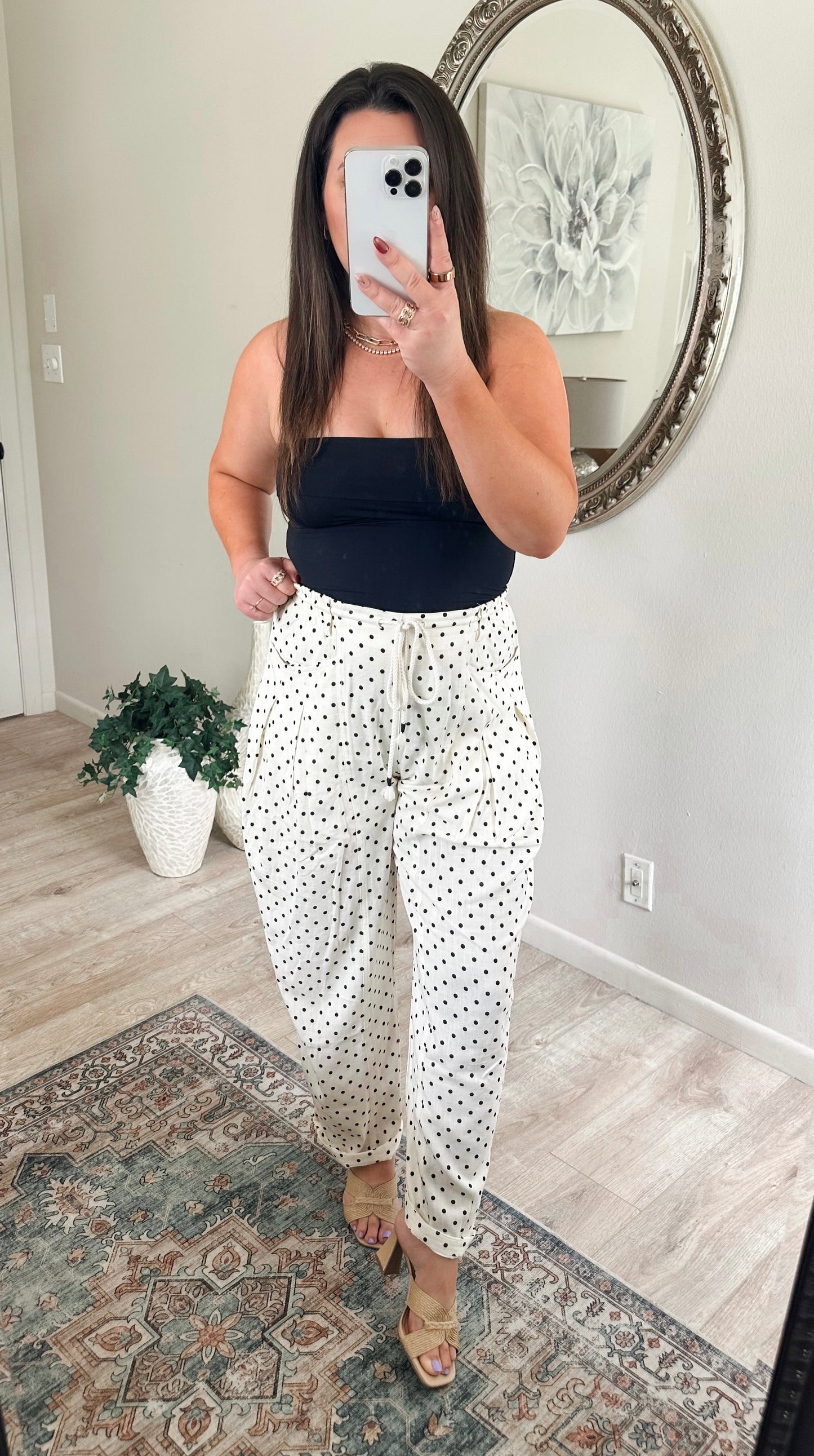 Ivory Dot Linen Barrels