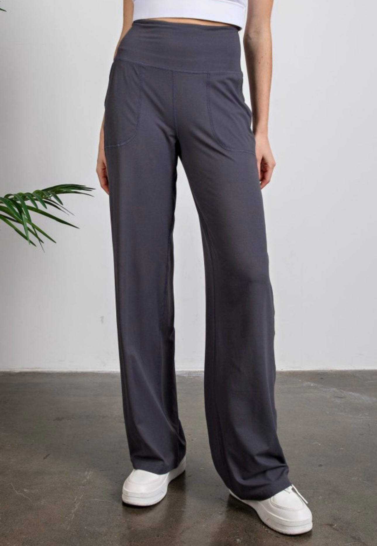 Butter Soft Straight Leg Leggings in Charcoal Grey