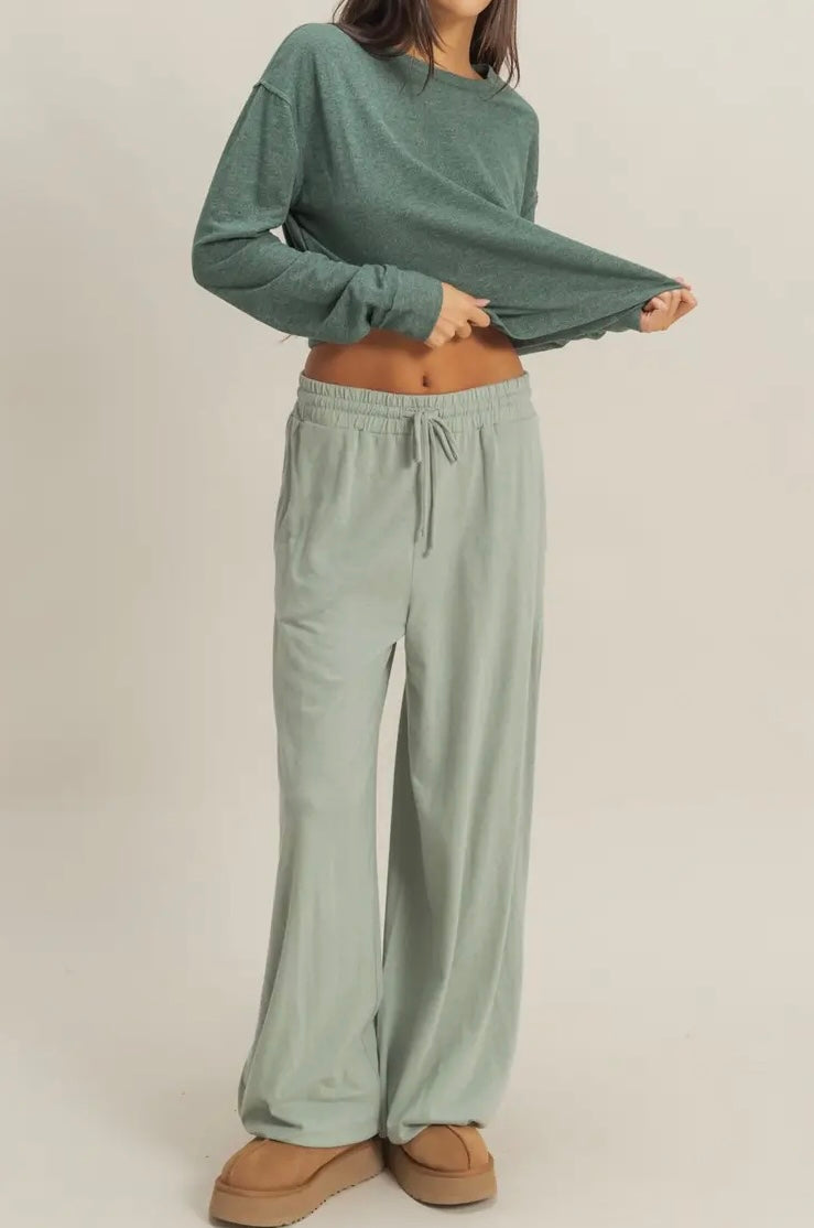 Boyfriend Pants in Light Sage