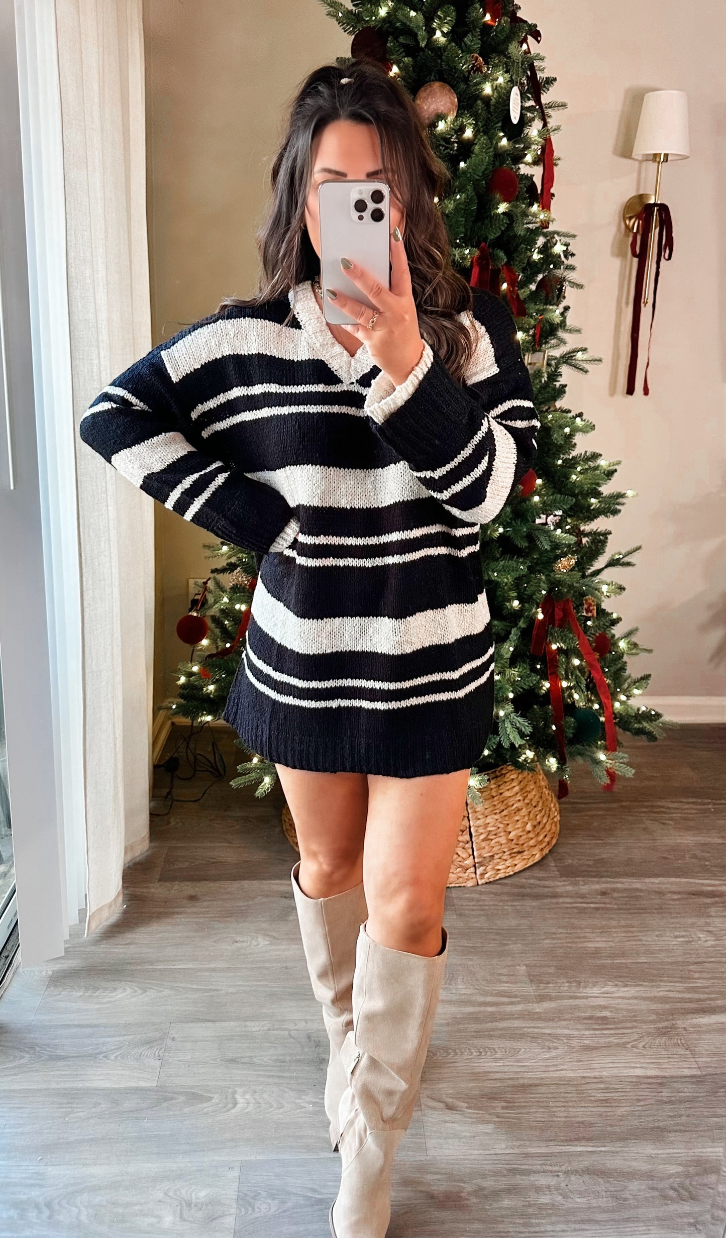 Snow Day Striped Sweater Dress/Tunic