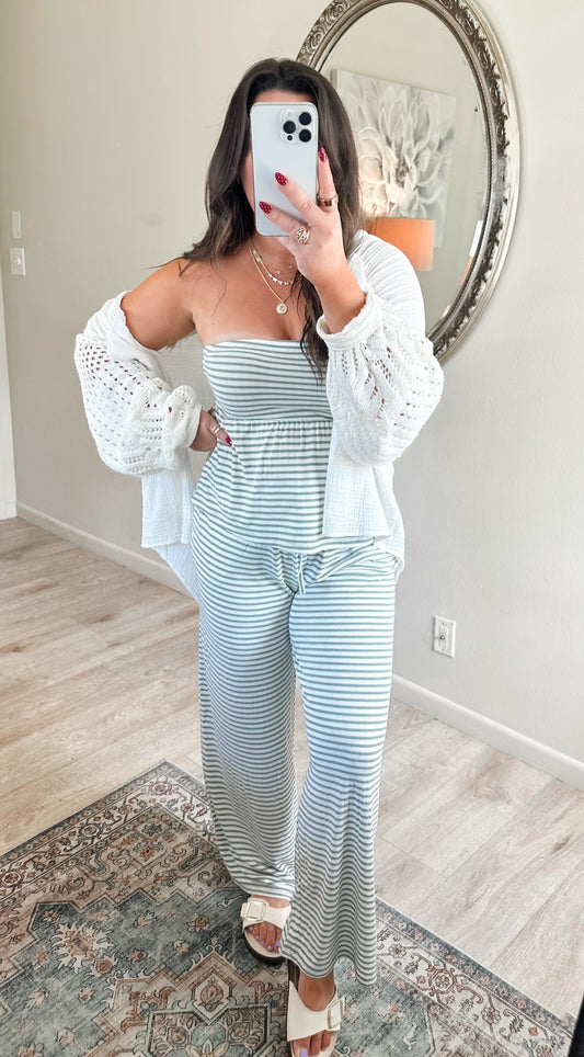 Sunday Brunch Set in Sage Stripes