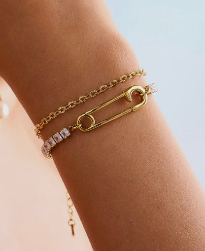 Double Safety Pin Bracelet