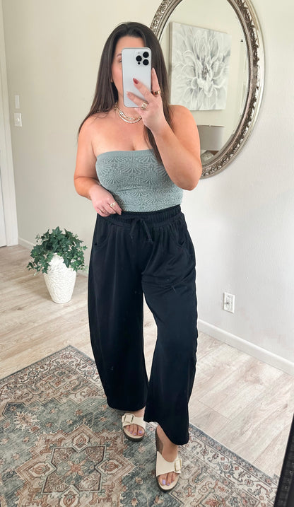 Seamless Blooms Tube Top in Jade Green