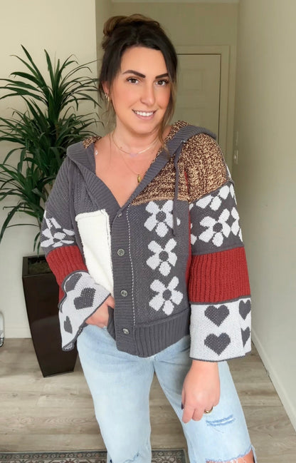 Flora Patch Hooded Cardigan