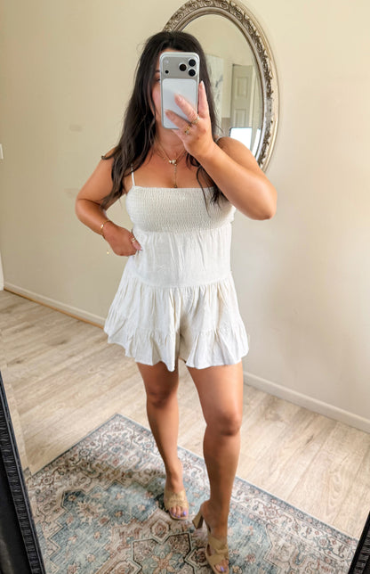 Tie It With A Bow Romper in Cream