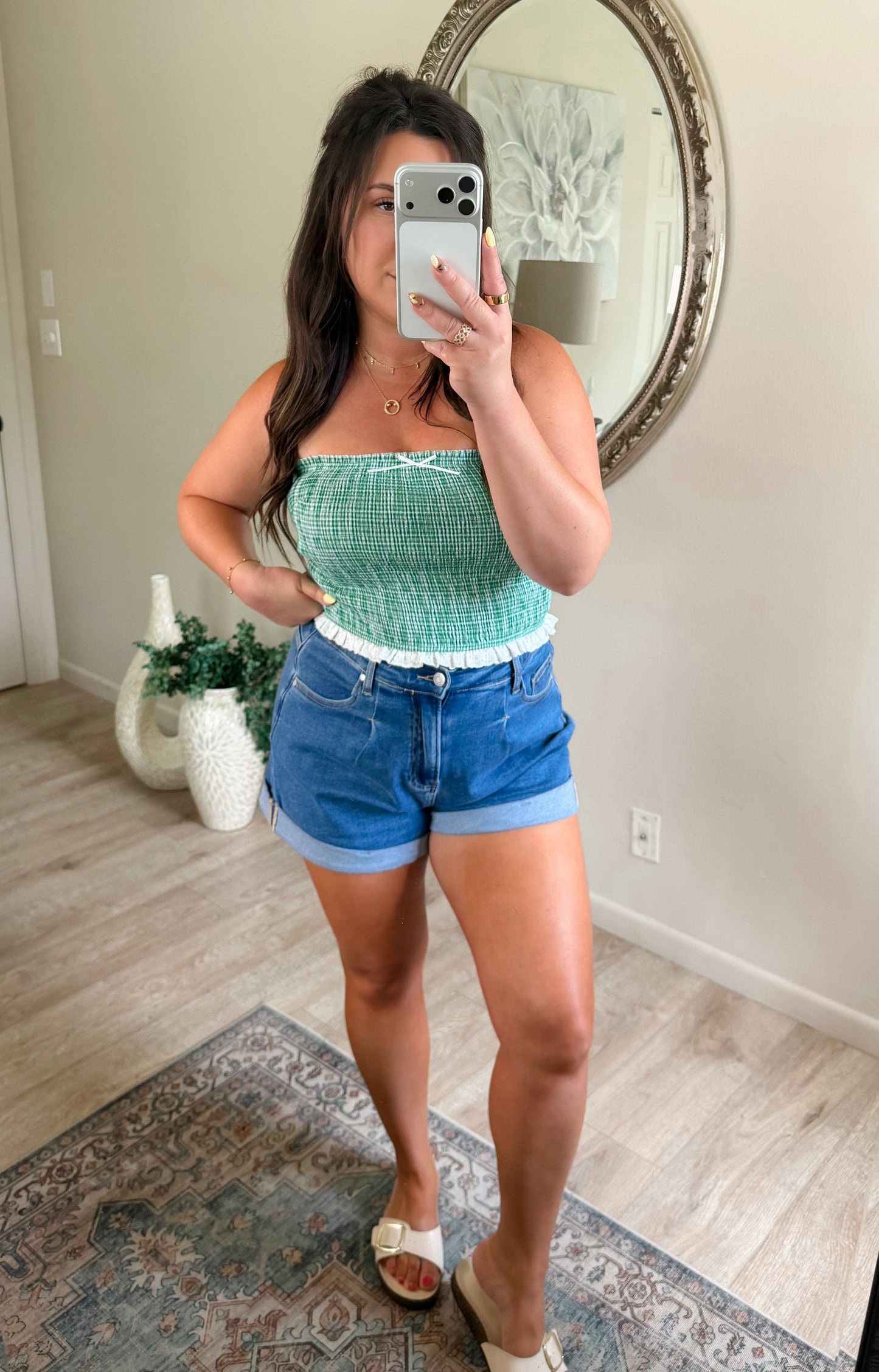 Lets Picnic Tube Top in Green