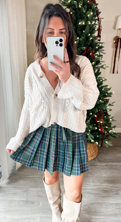 Mistletoe Pleated Plaid Skort