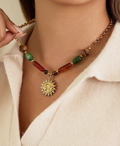 Sun & Moon Beaded Necklace