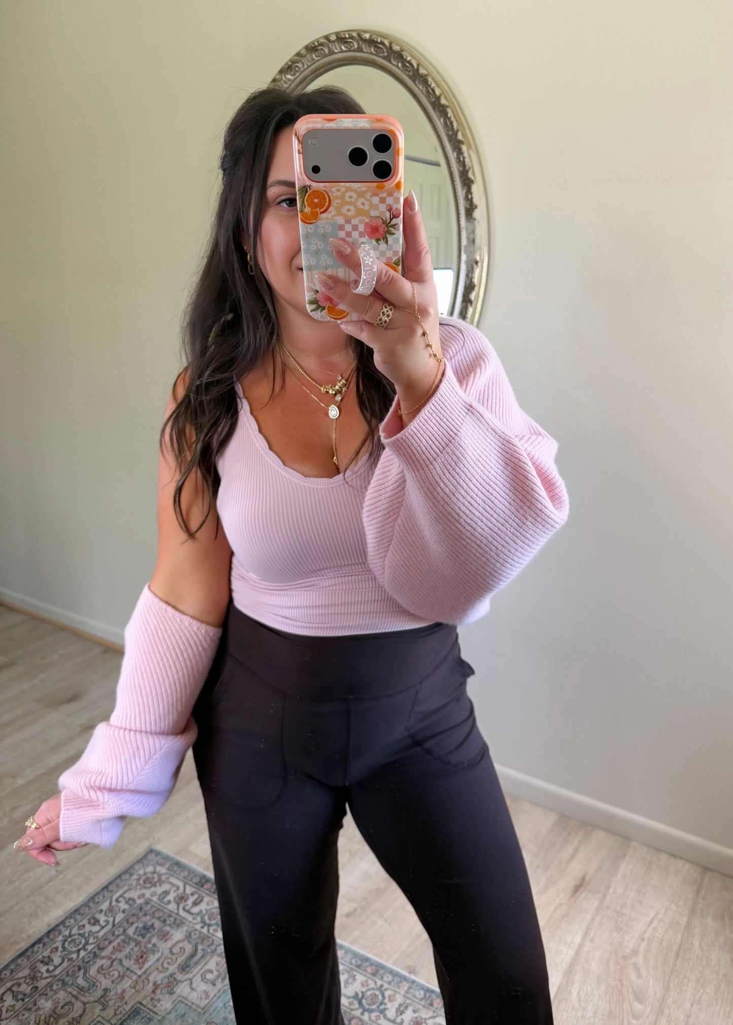 The Scalloped Seamless (reversible) Tank in Blush