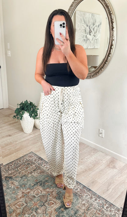 Ivory Dot Linen Barrels