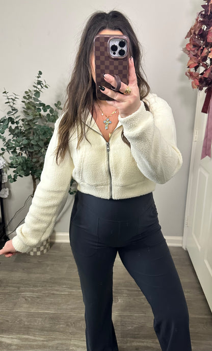 Powder Puff Zip Up in Cream