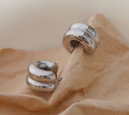 Emma Huggie Hoops in Silver