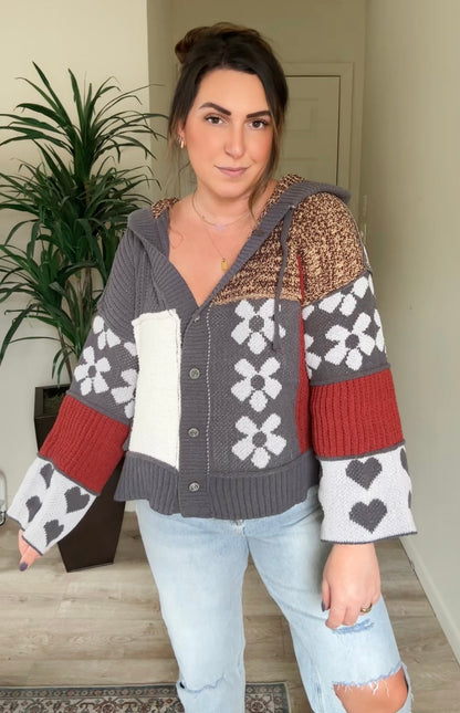 Flora Patch Hooded Cardigan