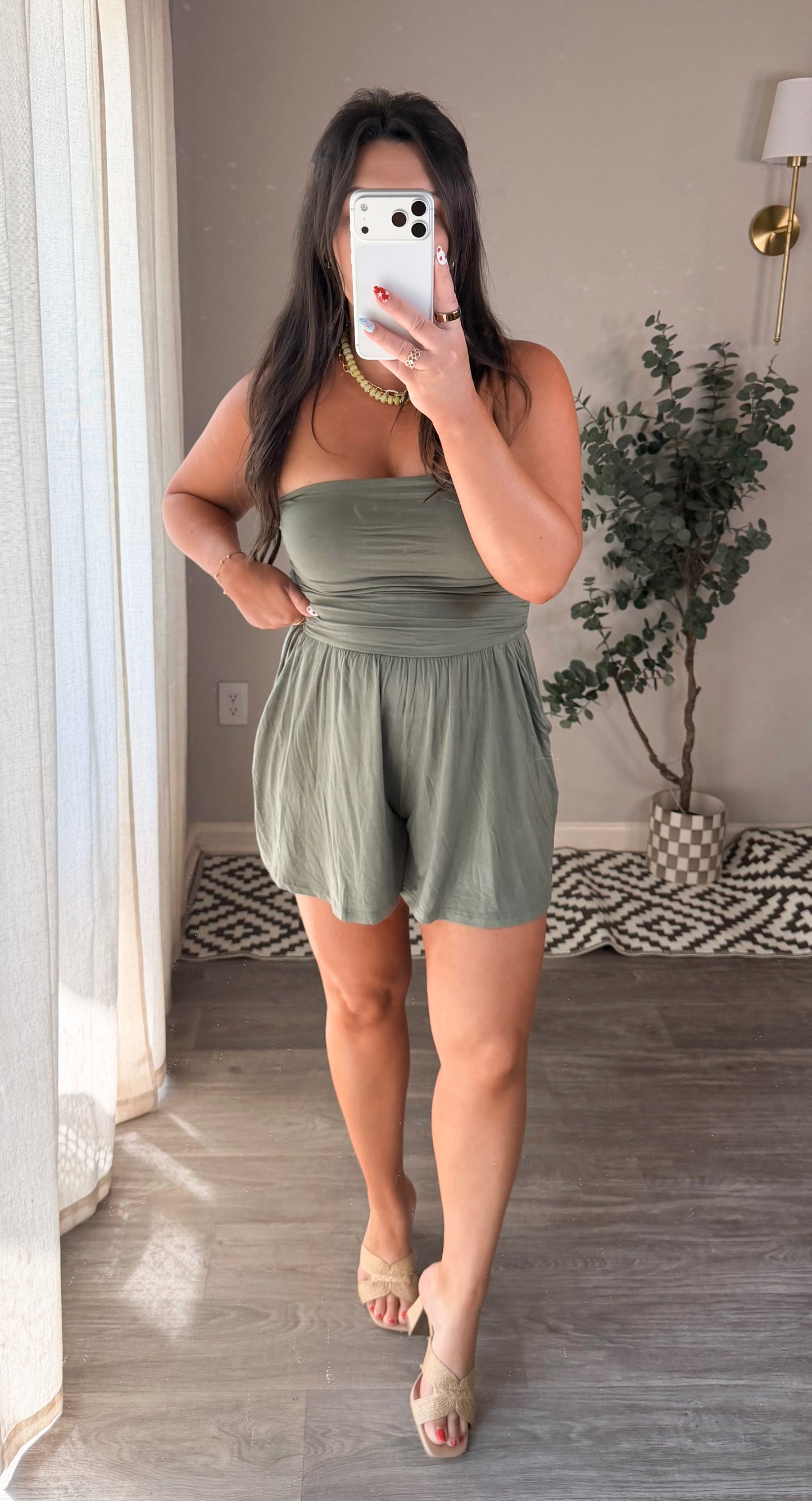 On The Go Romper in Olive