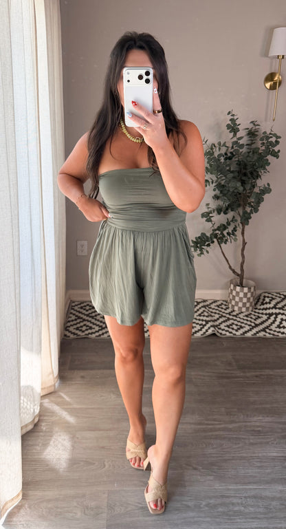 On The Go Romper in Olive