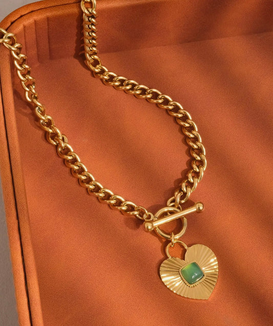 Matcha Heart Toggle Necklace