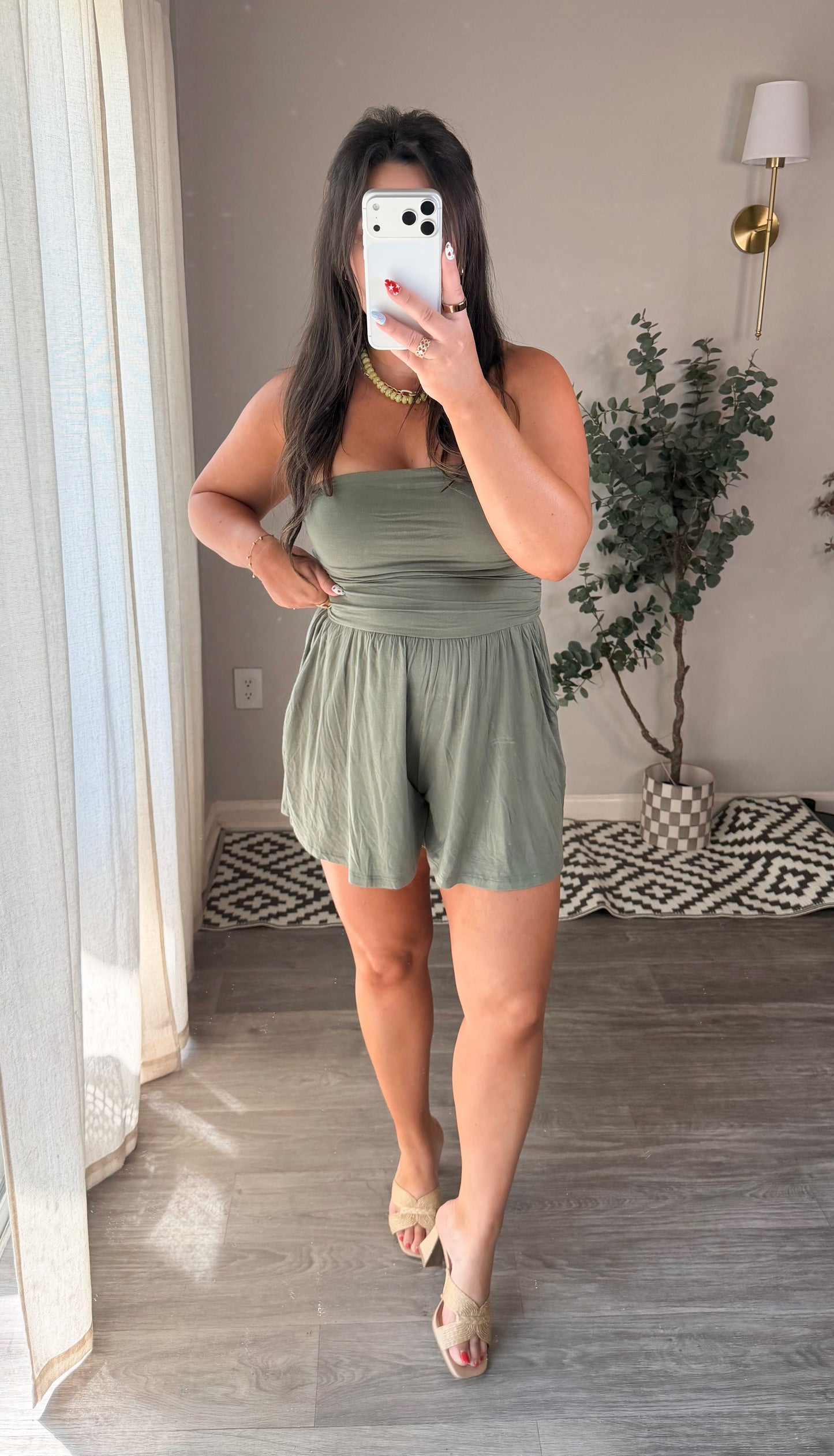 On The Go Romper in Olive
