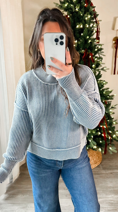 Hayden Ribbed Sweater in Dusty Blue