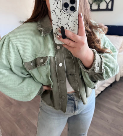 Greyhound Jacket in Mint/Dark Olive
